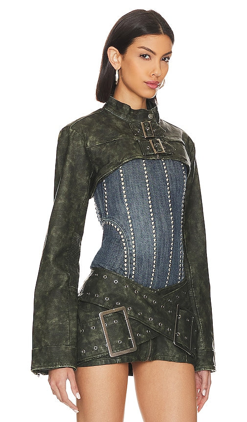 Jaded London Assassin Ultra Cropped Jacket in Army