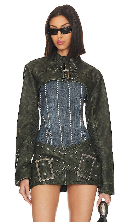 Jaded London Assassin Ultra Cropped Jacket in Army - Jaded London - Assassin - Veste ultra courte - Armée - Jaded London Assassin 军装超短款夹克 - Jaded London Assassin Ultra Kurzjacke in Army - Jaded London Assassin 울트라 크롭 재킷 - Giacca ultra corta Jaded London Assassin in stile militare