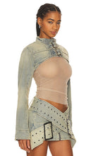 Jaded London Assassin Ultra Cropped Jacket in Blue