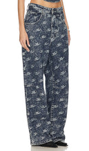 Jaded London Monogram Baggy Pants in Blue