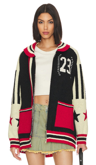 Jaded London Team 23 Knitted Zip Through in Blue - Jaded London - Team 23 en maille avec fermeture éclair - Bleu - Jaded London Team 23 蓝色针织拉链衫 - Jaded London Team 23 Gestrickter Reißverschluss in Blau - Jaded London Team 23 니트 집업 블루 색상 - Jaded London Team 23 cerniera lavorata a maglia in blu