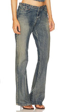 Jaded London Whipstitch Low Rise Straight in Blue