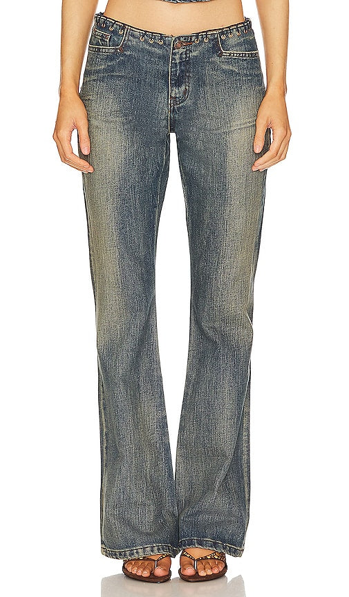 Jaded London Whipstitch Low Rise Straight in Blue - Jaded London - Coupe droite taille basse en point de surjet - Bleu - Jaded London 锁缝低腰直筒裤（蓝色） - Jaded London Whipstitch Low Rise Straight in Blau - Jaded London 휩스티치 로우 라이즈 스트레이트 컬러 - Jaded London Whipstitch vita bassa dritta in blu