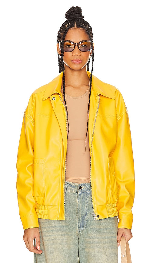 Jakke Brooklyn Baseball Bomber in Yellow - Jakke - Brooklyn - Bomber de baseball - Jaune - Jakke Brooklyn 黄色棒球轰炸机 - Jakke Brooklyn Baseball-Bomberjacke in Gelb - Jakke Brooklyn 베이스볼 보머 옐로우 색상 - Bomber da baseball Jakke Brooklyn in giallo