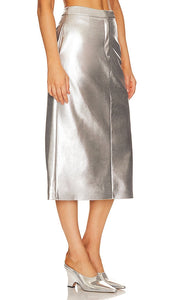 Jakke Oakland Midi Skirt in Metallic Silver