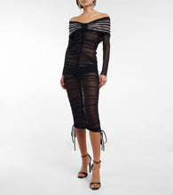 Jean Paul Gaultier Crystal-embellished mesh minidress