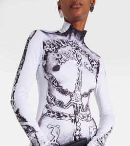 Jean Paul Gaultier Dentelle Trompe l'oeil jersey gown