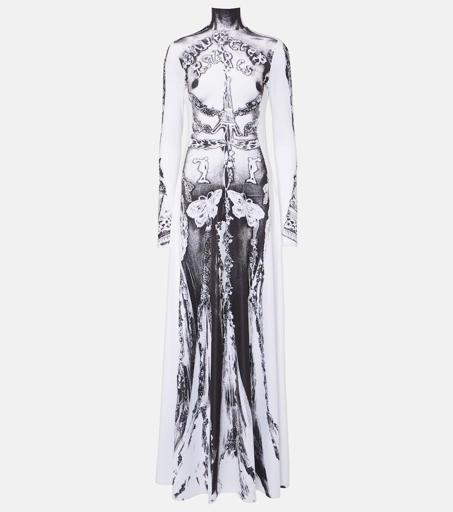 Jean Paul Gaultier Dentelle Trompe l'oeil jersey gown. Jean Paul Gaultier Dentelle Trompe l'oeil 平纹针织礼服