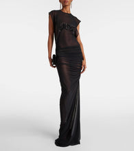 Jean Paul Gaultier Embroidered mesh maxi dress