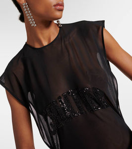 Jean Paul Gaultier Embroidered mesh maxi dress