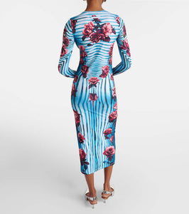 Jean Paul Gaultier Floral jersey midi dress