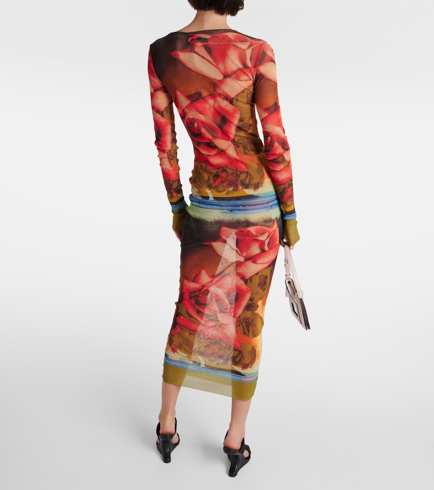 Jean Paul Gaultier Floral semi-sheer midi dress