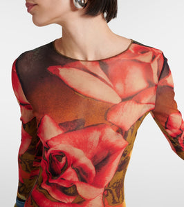 Jean Paul Gaultier Floral semi-sheer midi dress