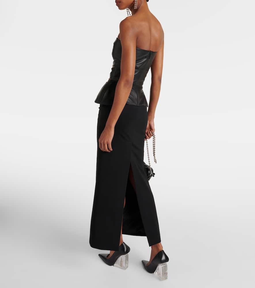 Jean Paul Gaultier Leather-trimmed buckle-detail bustier gown