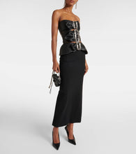 Jean Paul Gaultier Leather-trimmed buckle-detail bustier gown