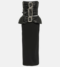 Jean Paul Gaultier Leather-trimmed buckle-detail bustier gown