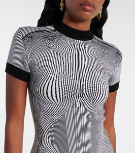 Jean Paul Gaultier Morphing Pinstripe jacquard jersey minidress