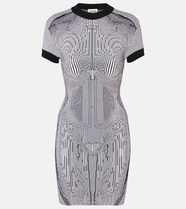 Jean Paul Gaultier Morphing Pinstripe jacquard jersey minidress