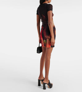 Jean Paul Gaultier Pigalle printed mesh minidress