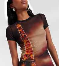 Jean Paul Gaultier Pigalle printed mesh minidress