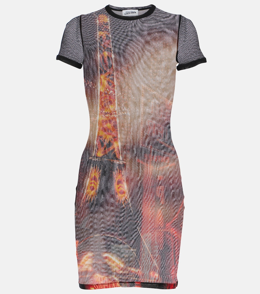 Jean Paul Gaultier Pigalle printed mesh minidress. Jean Paul Gaultier Pigalle 印花网纱迷你连衣裙