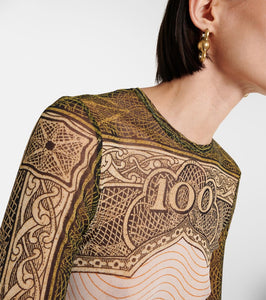 Jean Paul Gaultier Printed mesh maxi dress