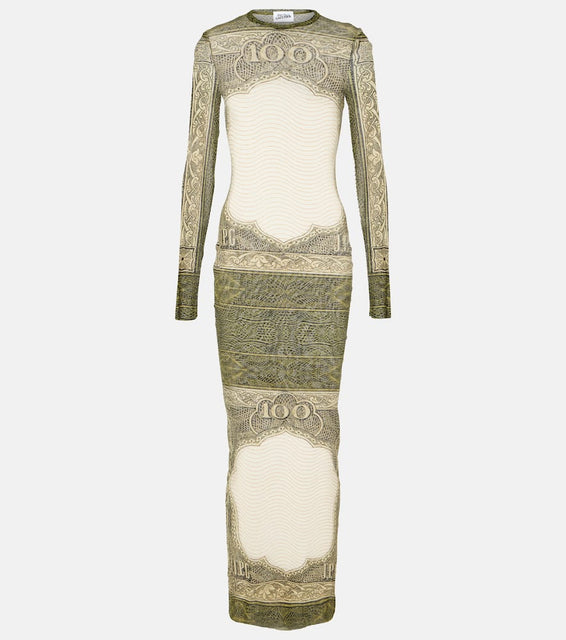 Jean Paul Gaultier Printed mesh maxi dress