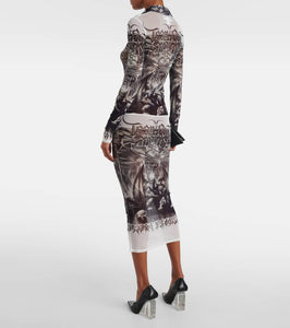 Jean Paul Gaultier Printed mesh shirt dress