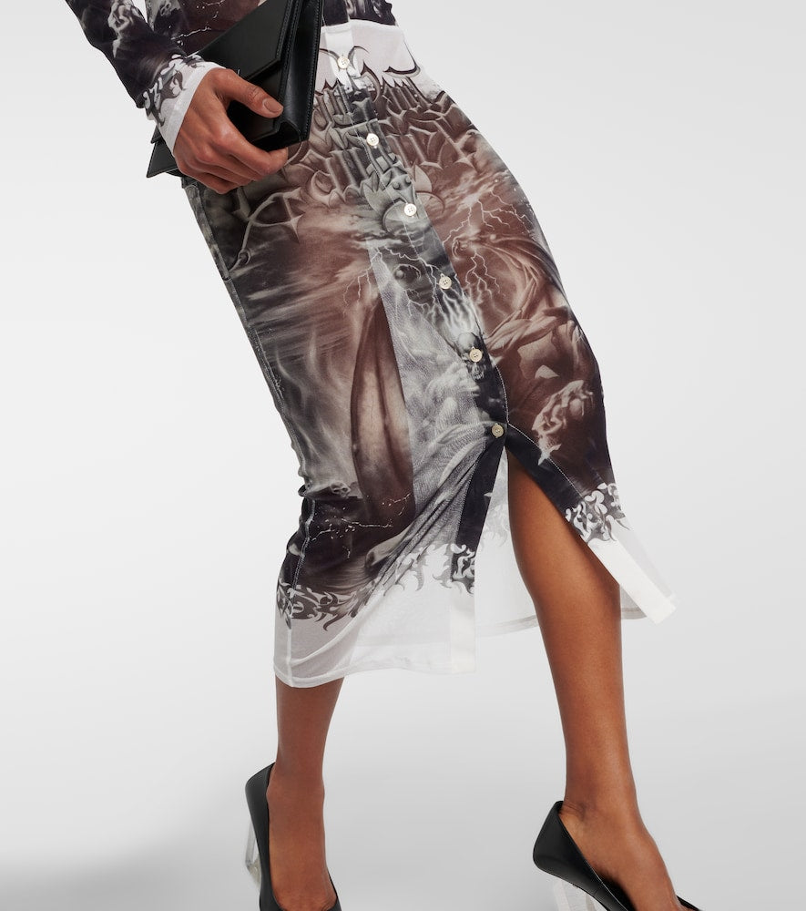 Jean Paul Gaultier Printed mesh shirt dress
