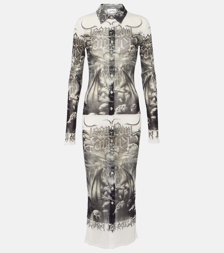 Jean Paul Gaultier Printed mesh shirt dress. Jean Paul Gaultier 印花网纱衬衫裙
