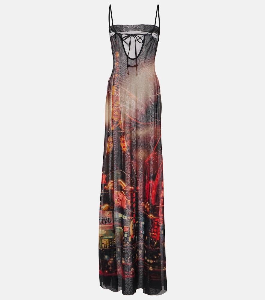 Jean Paul Gaultier Printed mesh slip dress. Jean Paul Gaultier 印花网纱吊带裙