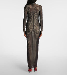 Jean Paul Gaultier Spiral mesh maxi dress