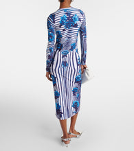 Jean Paul Gaultier Striped floral jersey midi dress