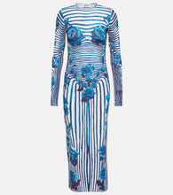 Jean Paul Gaultier Striped floral jersey midi dress. Jean Paul Gaultier 条纹花卉针织中长连衣裙