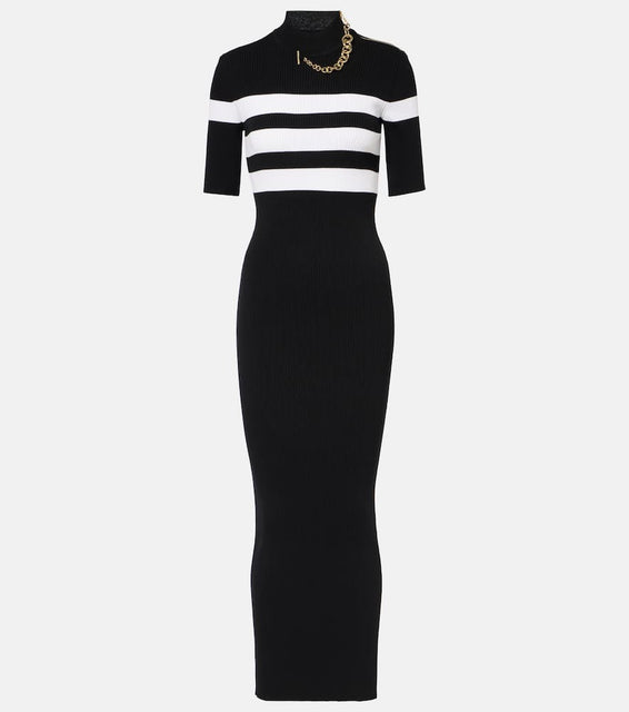 Jean Paul Gaultier Striped jersey maxi dress