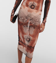 Jean Paul Gaultier Tattoo Collection mesh midi skirt
