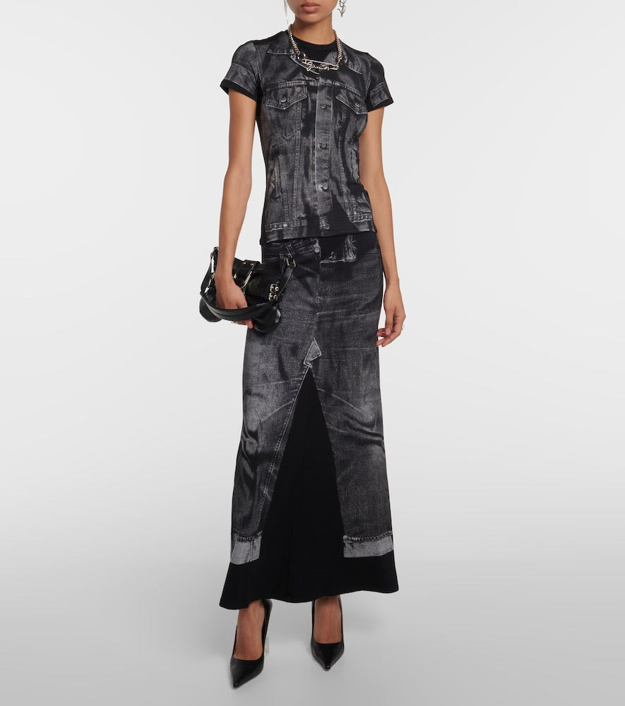 Jean Paul Gaultier Trompe l'√Ö¬ìil jersey maxi skirt