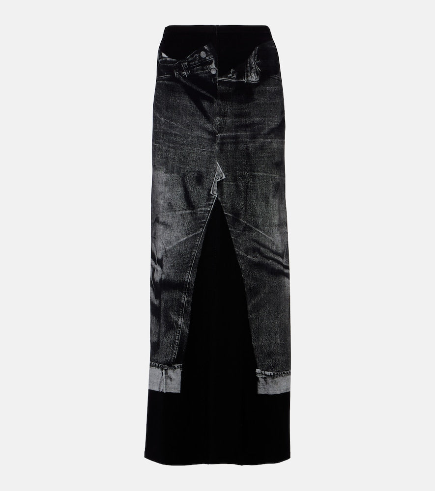 Jean Paul Gaultier Trompe l'√Ö¬ìil jersey maxi skirt - Jean Paul Gaultier Trompe l'√Öìil 平纹针织超长半身裙