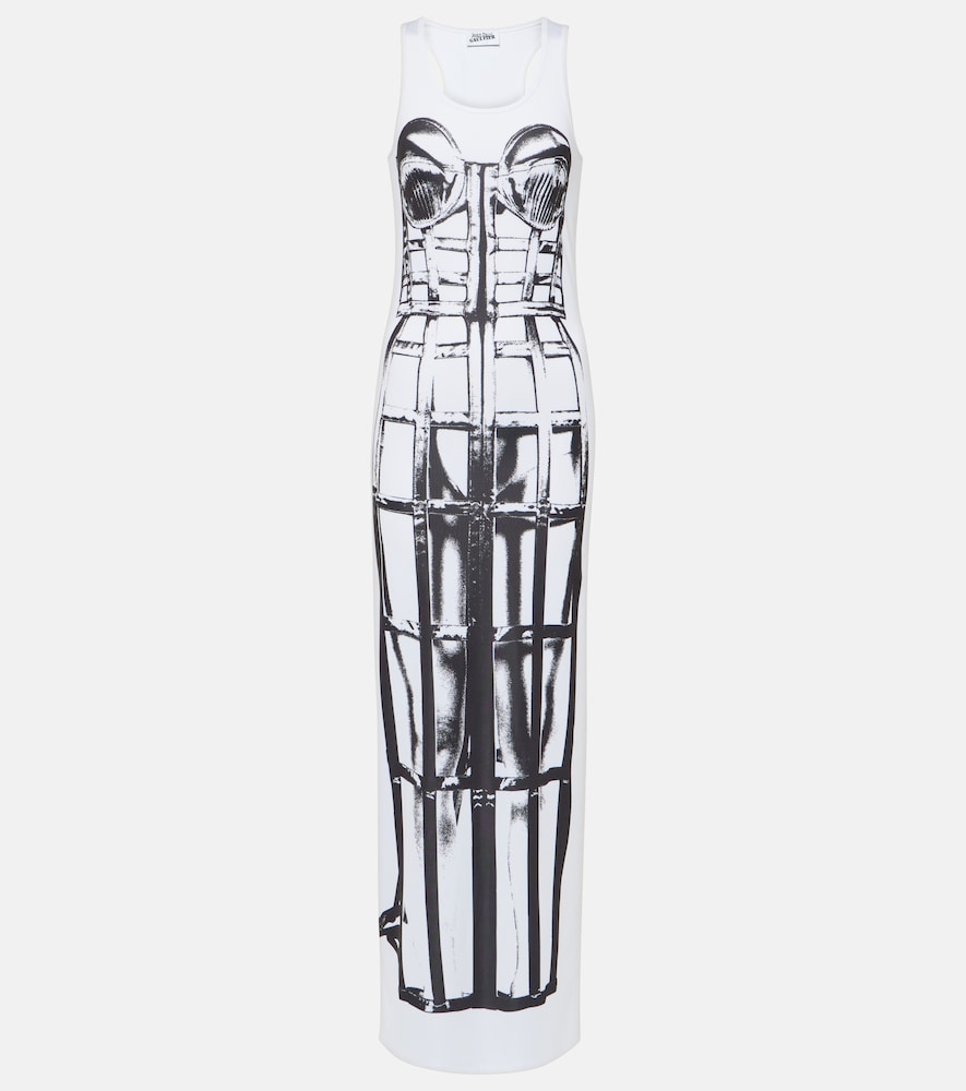 Jean Paul Gaultier Trompe l'oeil jersey maxi dress. Jean Paul Gaultier Trompe l'oeil 平纹针织超长连衣裙