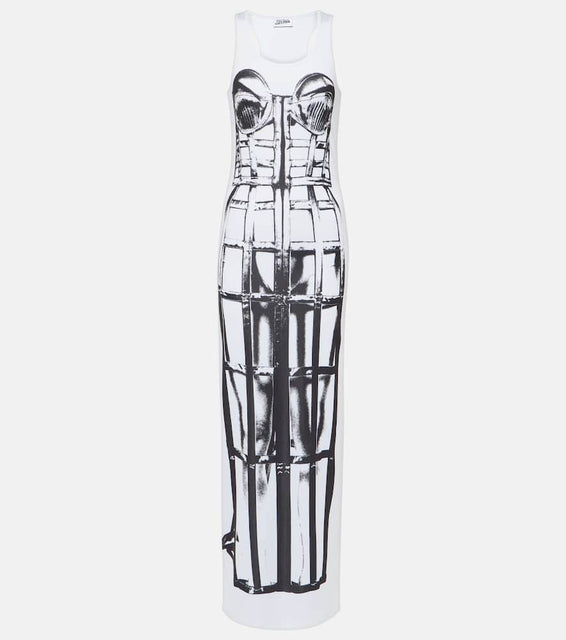 Jean Paul Gaultier Trompe l'oeil jersey maxi dress