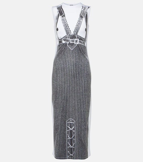 Jean Paul Gaultier Trompe l'oeil jersey midi dress