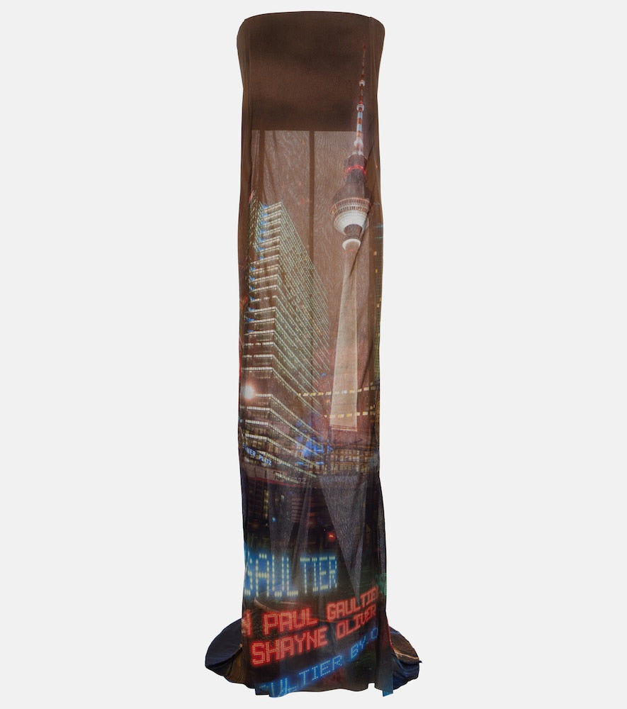 Jean Paul Gaultier x Shayne Oliver printed tulle gown. Jean Paul Gaultier x Shayne Oliver 印花薄纱礼服