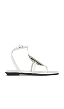 Jeffrey Campbell Calanthe Sandals in White | White Patent Silver Flat Sandals for Women
