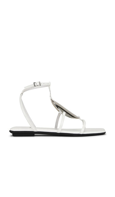 Jeffrey Campbell Calanthe Sandals in White | White Patent Silver Flat Sandals for Women