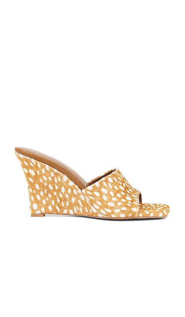 Jeffrey Campbell Capital-F Sandal in Beige | Beige White Spot Open Toe Heels for Women