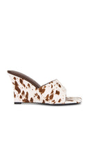 Jeffrey Campbell Capital Mules in Brown | Brown White Cow Open Toe Mules for Women