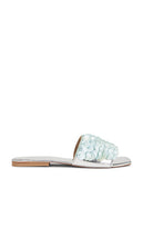 Jeffrey Campbell Fishy Slides in Blue | Blue Silver Combo Flat Sandals for Women