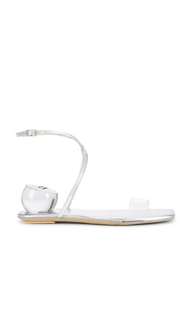 Jeffrey Campbell Foretell Sandals in Metallic Silver, grey | Silver Clear Flat Sandals for Women