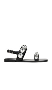 Jeffrey Campbell Gum Drop Sandals in Black | Black Silver Flat Sandals for Women