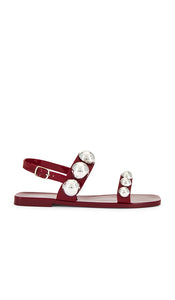 Jeffrey Campbell Gumdrop Sandal in Red | Red Silver Flat Sandals for Women